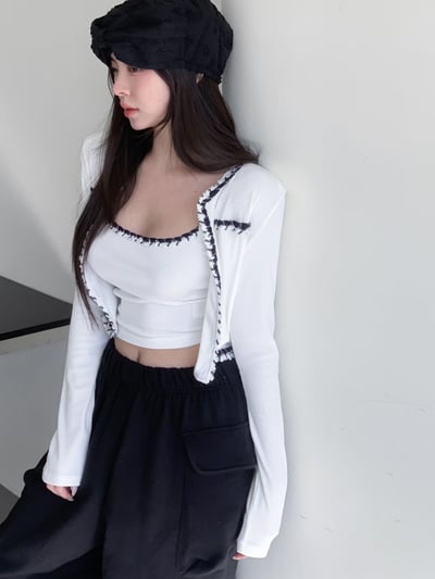 ♡正韓♡小香風滾邊兩件式上衣7