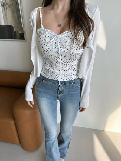 ♡正韓♡小碎花蕾絲兩件式上衣14
