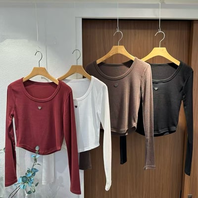 ♡正韓♡愛心鐵標圓領上衣5