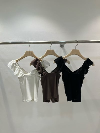 ♡正韓♡荷葉袖扭結抓皺上衣12
