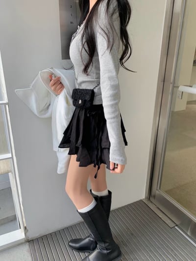 ♡正韓♡法式芭蕾層疊短褲裙6