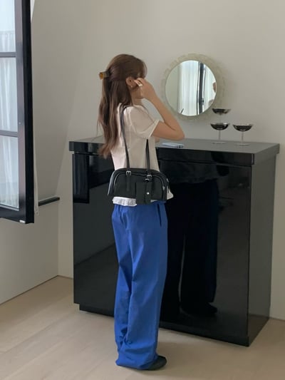 ♡韓女最愛牛皮法棍長肩帶包♡4