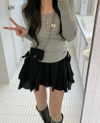 ♡正韓♡法式芭蕾層疊短褲裙5