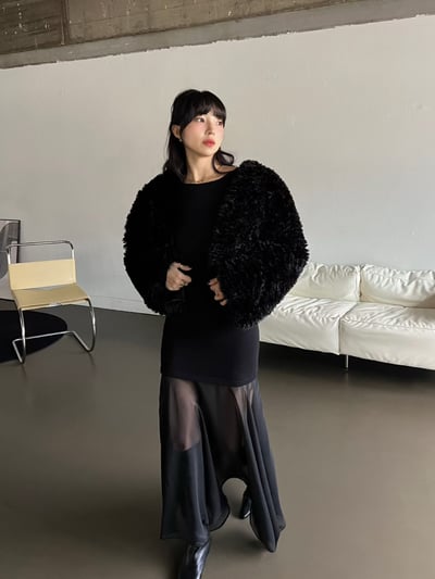 ♡正韓♡拼紗長袖洋裝可斜肩10