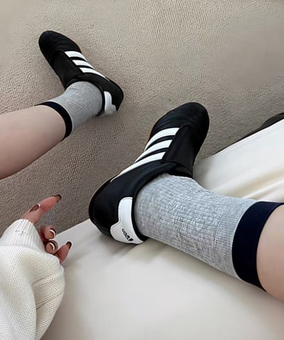 ♡正韓♡拼接坑條棉襪8