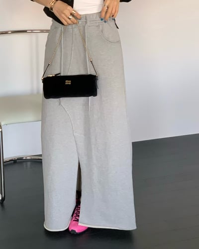 ♡正韓♡鬆緊前開衩棉裙4