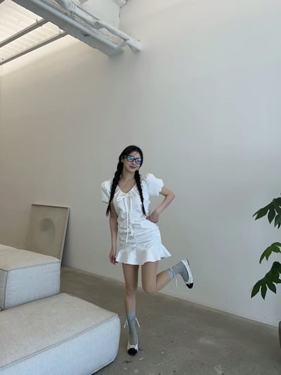 ♡正韓♡澎袖抓皺洋裝3