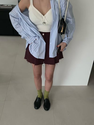 ♡正韓♡不修邊高腰短褲8