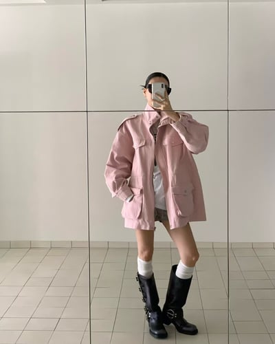 ♡正韓♡縮腰雙邊大口袋風衣外套12