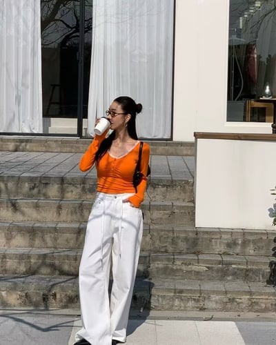 ♡正韓♡蕾絲領抓皺上衣1