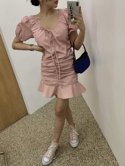 ♡正韓♡澎袖抓皺洋裝10