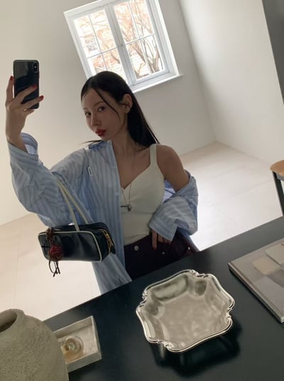 ♡正韓♡口袋直條紋襯衫5