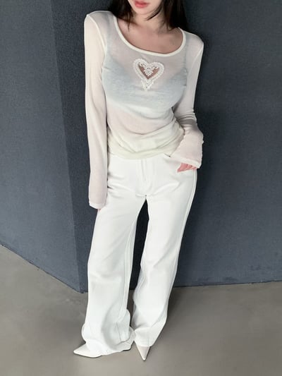 ♡正韓♡薄透蕾絲愛心簍空上衣6