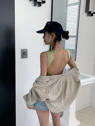 ♡正韓♡後簍空露背扭結bra上衣8