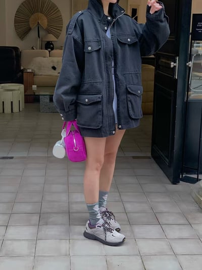 ♡正韓♡縮腰雙邊大口袋風衣外套6