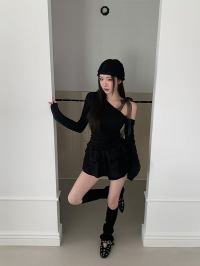 ♡正韓♡斜肩緞帶蝴蝶結上衣7