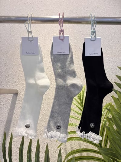 ♡正韓♡甜美蕾絲鈕扣襪5