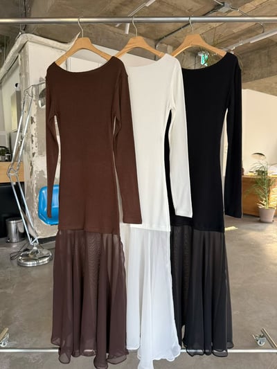 ♡正韓♡拼紗長袖洋裝可斜肩12