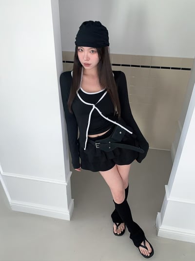 ♡正韓♡掛脖撞色兩件式上衣11