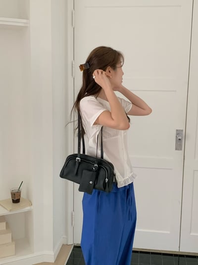 ♡韓女最愛牛皮法棍長肩帶包♡5