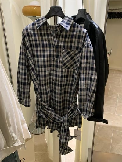 ♡正韓♡格紋襯衫綁帶洋裝15