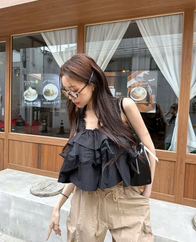 ♡正韓♡可愛層次拼紗上衣9
