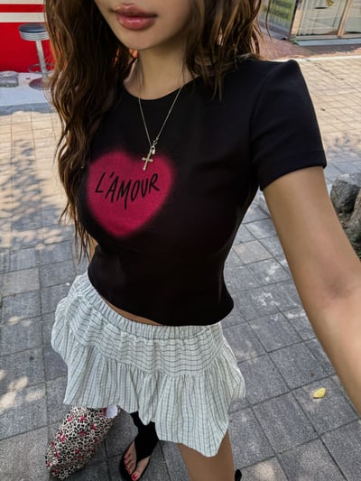 ♡正韓♡愛心字母短T7