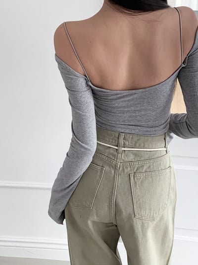 ♡正韓♡細繩肩帶一字bra上衣14