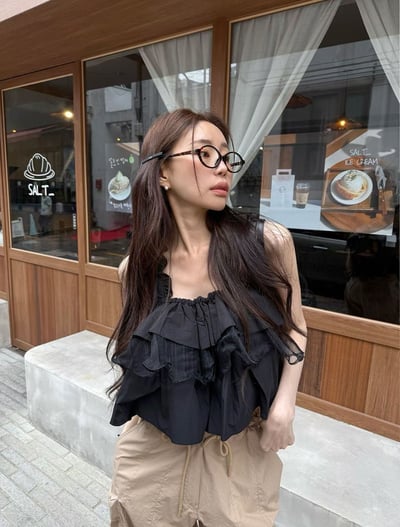 ♡正韓♡可愛層次拼紗上衣8