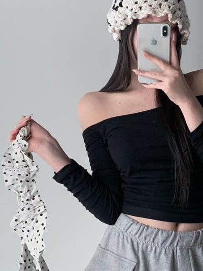 ♡正韓♡氣質手袖抓皺一字上衣11