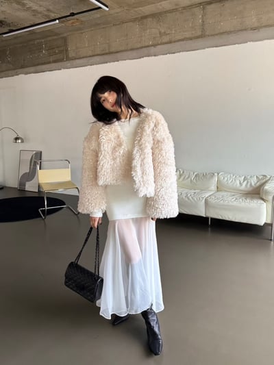 ♡正韓♡拼紗長袖洋裝可斜肩3