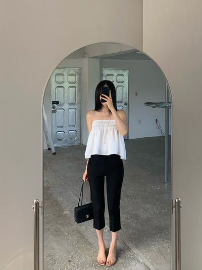 ♡正韓♡醋酸月光平口上衣4