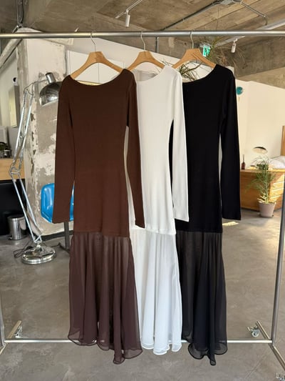 ♡正韓♡拼紗長袖洋裝可斜肩11