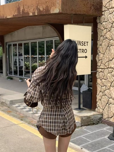 ♡正韓♡格紋襯衫綁帶洋裝3