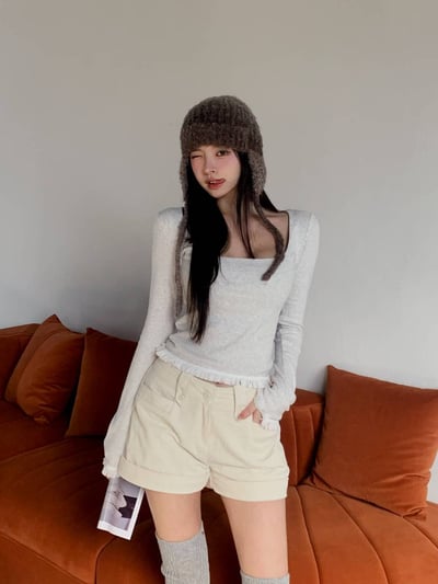 ♡正韓♡反摺燈芯絨短褲1