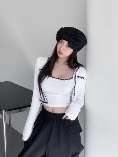 ♡正韓♡小香風滾邊兩件式上衣8