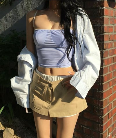 ♡正韓♡斜紋布大口袋短褲裙9