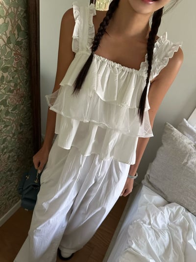 ♡正韓♡可愛層次拼紗上衣6