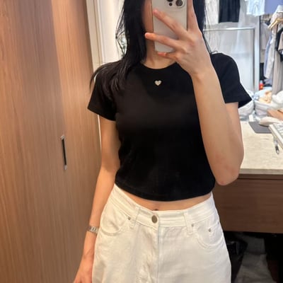 ♡正韓♡愛心鐵牌圓領短上衣7