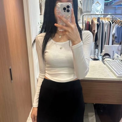 ♡正韓♡愛心鐵標圓領上衣1