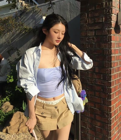 ♡正韓♡斜紋布大口袋短褲裙11