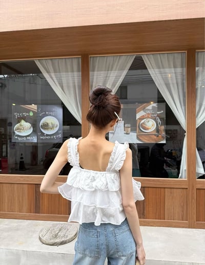 ♡正韓♡可愛層次拼紗上衣3