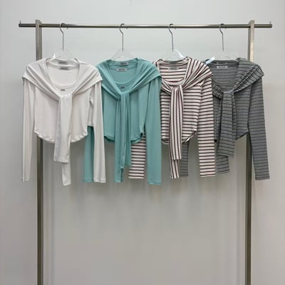 ♡正韓♡披肩圓領鐵牌兩件上衣12