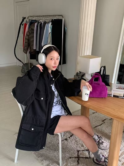 ♡正韓♡縮腰雙邊大口袋風衣外套5