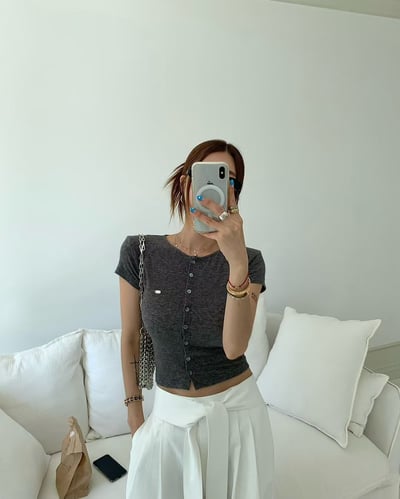 ♡正韓♡竹節棉小標上衣6