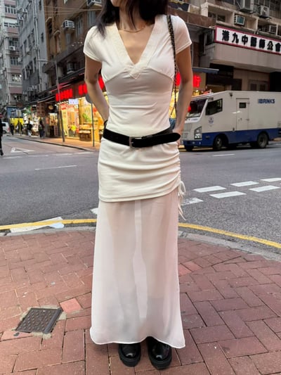 ♡正韓♡性感Ｖ蕾絲短Ｔ5