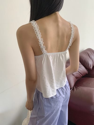 ♡正韓♡微光蕾絲肩帶上衣4