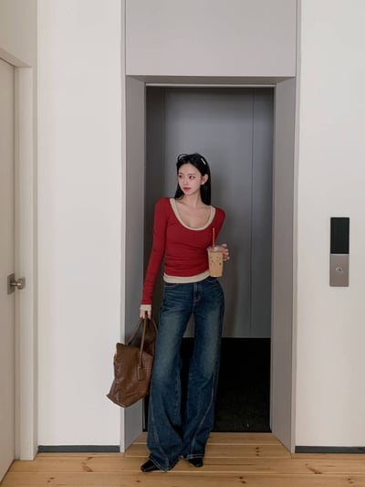 ♡正韓♡復古刷色牛仔褲7