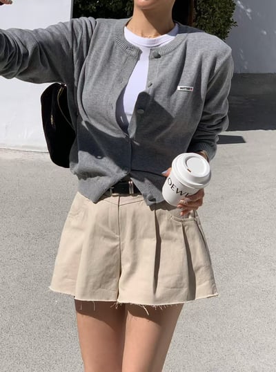 ♡正韓♡不修邊高腰短褲13