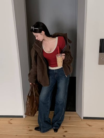 ♡正韓♡復古刷色牛仔褲9